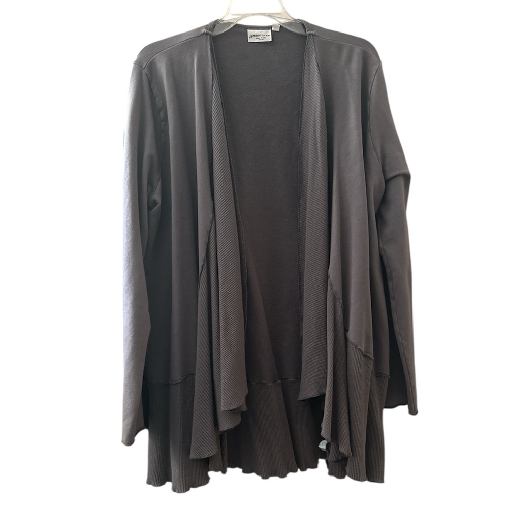 Prairie Cotton waffle trim cardigan sz CL